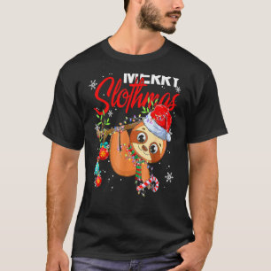 Merry Slothmas  Christmas Lights Pajama For Sloth T-Shirt