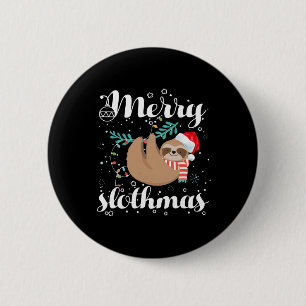 Merry Slothmas Christmas Pajama For Sloth Lovers  6 Cm Round Badge