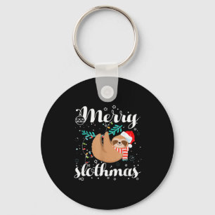 Merry Slothmas Christmas Pajama For Sloth Lovers Key Ring