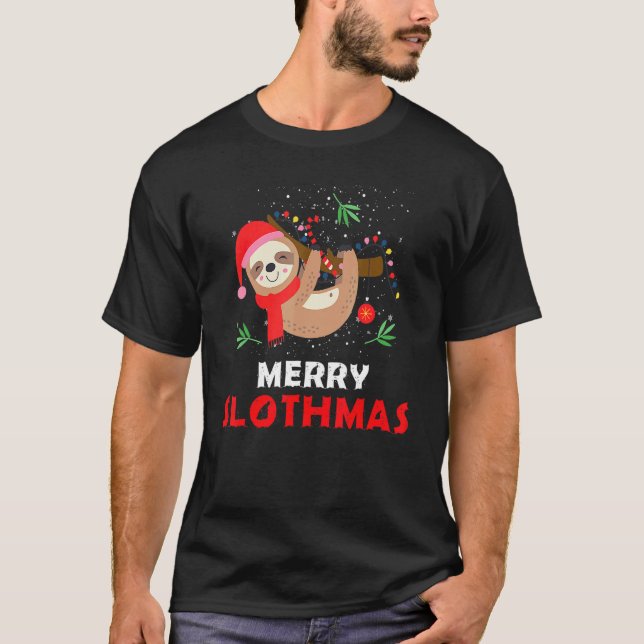 Merry Slothmas Christmas Pajama For Sloth T-Shirt (Front)
