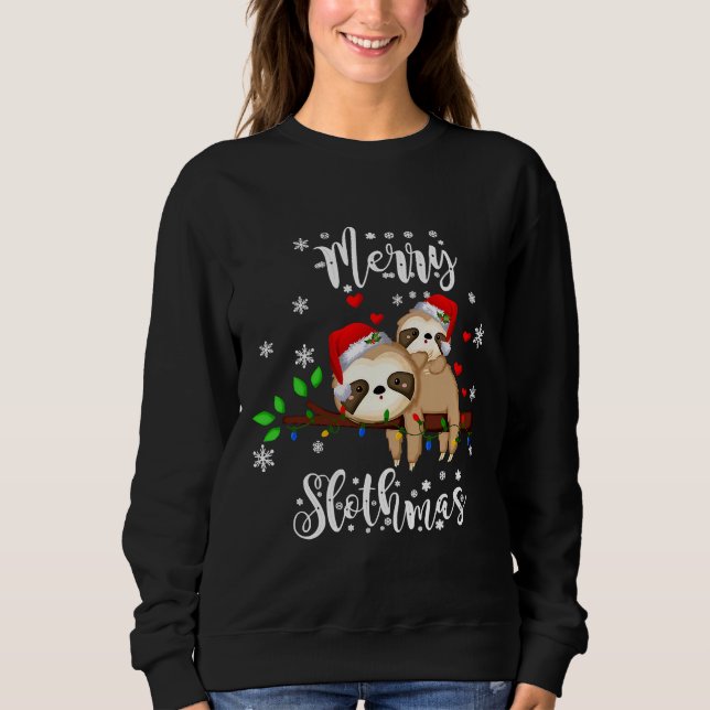 Merry Slothmas Christmas Pajama Sloth Sweatshirt (Front)
