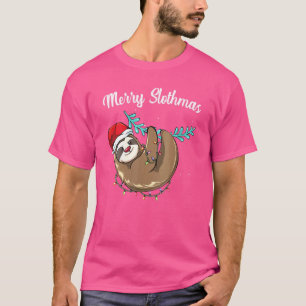 Merry Slothmas Christmas Sloth Pajama Fun Xmas T-Shirt