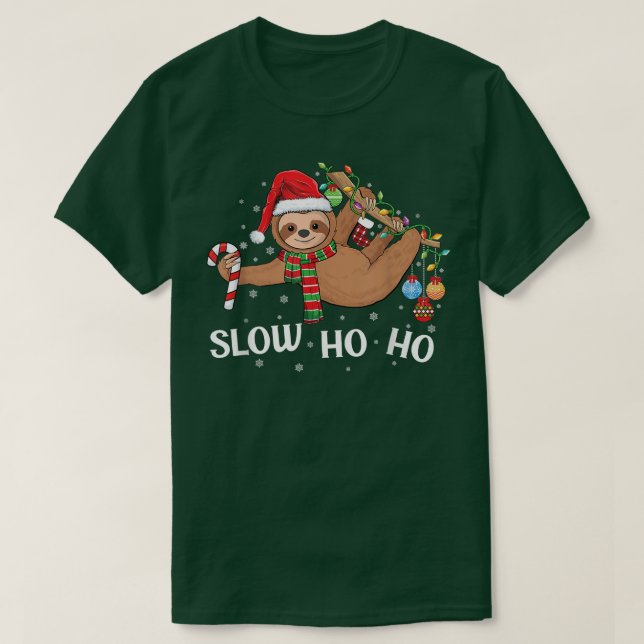 Merry Slothmas Christmas sloth pyjamas Santa hat X T-Shirt (Design Front)