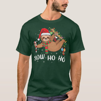 Merry Slothmas Christmas sloth pyjamas Santa hat X T-Shirt