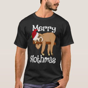 Merry Slothmas Cute Christmas Pajama Santa Sloth L T-Shirt