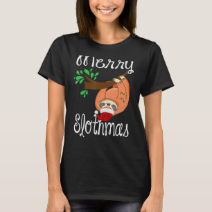 Merry Slothmas Cute Christmas Pajama Santa Sloth T-Shirt