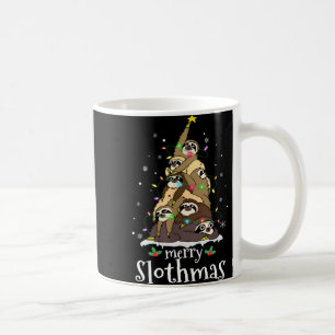 Merry Slothmas Cute Xmas Sloth Santa Hat Christmas Coffee Mug