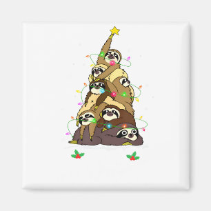 Merry Slothmas Cute Xmas Sloth Santa Hat Christmas Magnet
