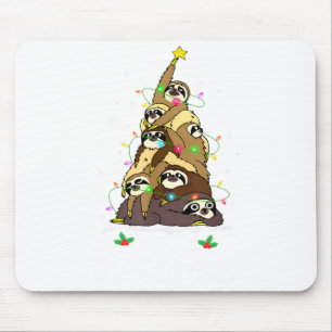 Merry Slothmas Cute Xmas Sloth Santa Hat Christmas Mouse Pad