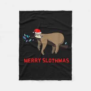 Merry Slothmas Funny Sloth Christmas  Fleece Blanket