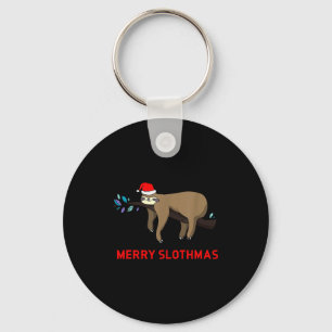 Merry Slothmas Funny Sloth Christmas Key Ring