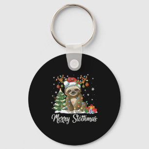Merry Slothmas Funny Sloth Christmas Tree Lights X Key Ring