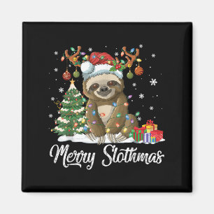 Merry Slothmas Funny Sloth Christmas Tree Lights X Magnet