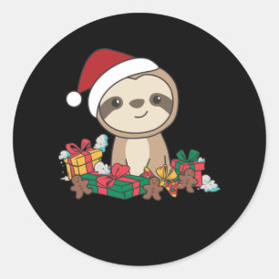 Merry Slothmas Funny Sloth For Christmas Classic Round Sticker