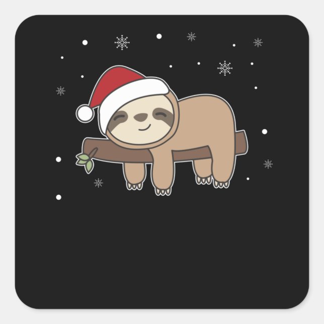 Merry Slothmas Funny Sloth For Christmas Square Sticker (Front)