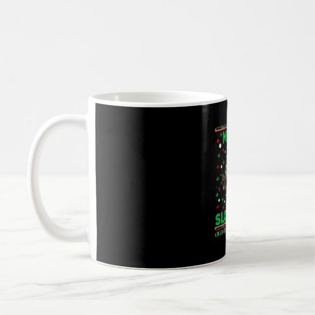 Merry Slothmas Funny Sloth Ugly Christmas Coffee Mug (Left)