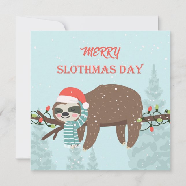 Merry Slothmas  Holiday Card (Front)