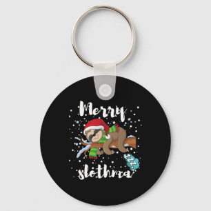 Merry Slothmas  Lazy Sloth Lover Xmas Christmas Fa Key Ring