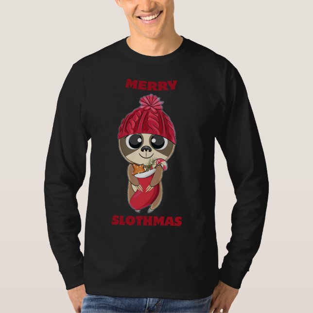 Merry Slothmas Long T-Shirt (Front)