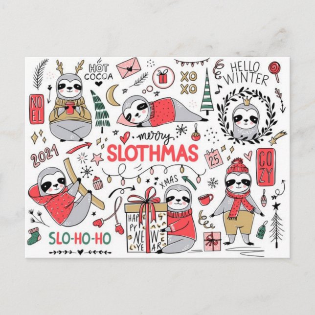 Merry Slothmas Postcard (Front)