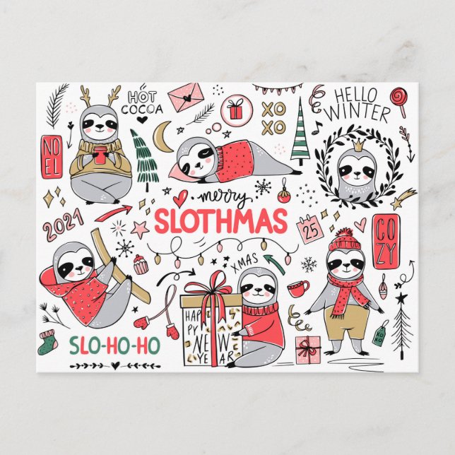 Merry Slothmas Postcard (Front)