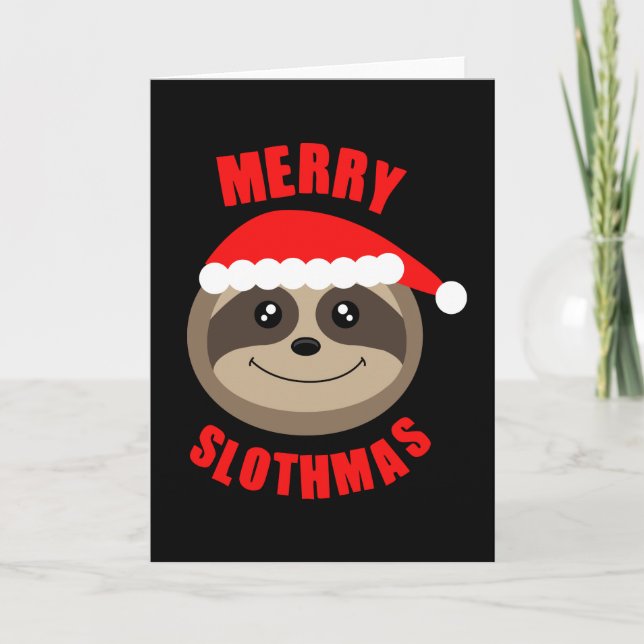 Merry Slothmas Sloth Christmas Greetings card (Front)