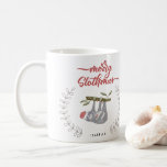 Merry Slothmas Sloth Inspired Personalised Holiday Coffee Mug<br><div class="desc">This cute "Merry Slothmas" Personalised Coffee Mug makes a great stocking stuffer or Secret Santa gift for the sloth lover in your life. And who doesn't love Sloths?</div>