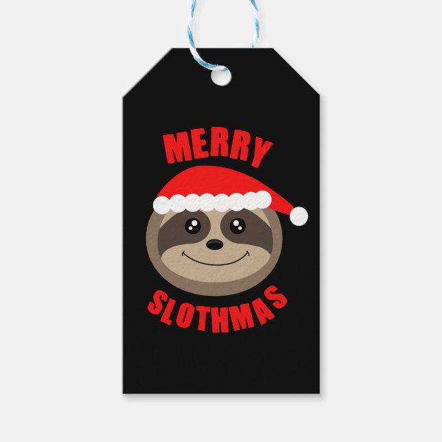 Merry Slothmas Sloth Xmas Christmas Gift Tag (Front)