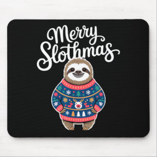Merry Slothmas Sweater Funny Sloth Christmas Pajam Mouse Pad
