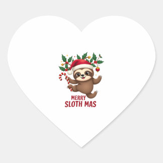 Merry Slothmas Xmas Santa Slo Ho Ho Ho Sloth Chris Heart Sticker