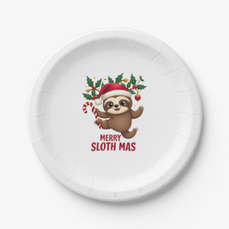 Merry Slothmas Xmas Santa Slo Ho Ho Ho Sloth Chris Paper Plate
