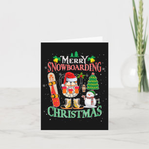 Merry Snowboarding Christmas Santa Hat Costume Sno Card