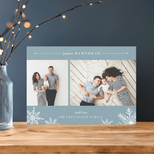 Merry Snowflake Hanukkah Photo Card Ice