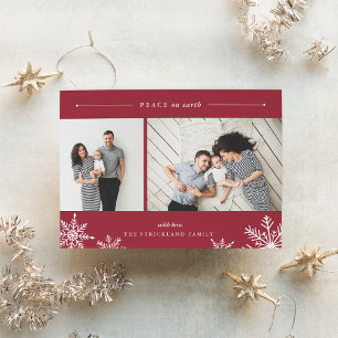 Merry Snowflake Holiday Photo Card   Red