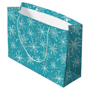 MERRY Snowflakes Blue Large Gift Bag