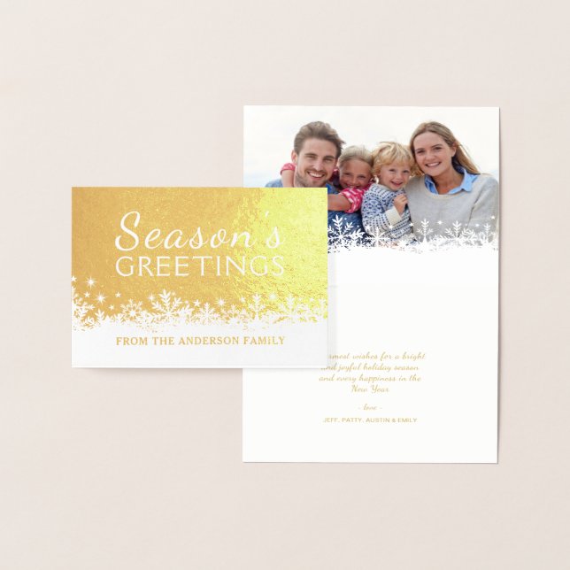 Merry Snowflakes Christmas Holiday Gold Foil Foil Card (Display)