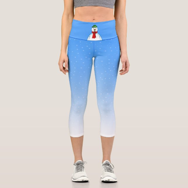 Merry Snowman Capri Leggings (Front)