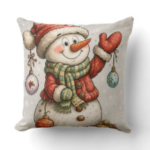 Merry snowman with Christmas balls