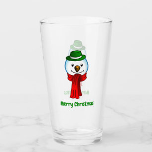 Merry Snowman with his Red Scarf Glass