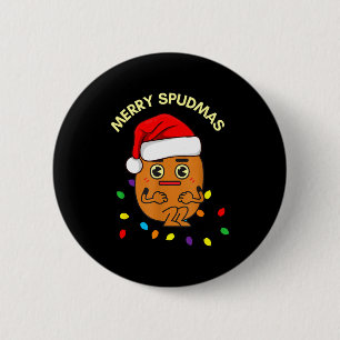Merry Spudmas Funny Tato Santa Holiday Lights Chri 6 Cm Round Badge
