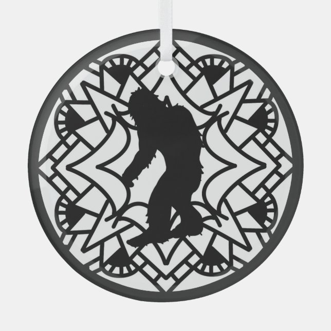 Merry Squatch-mas Bigfoot Christmas Glass Tree Decoration (Front)