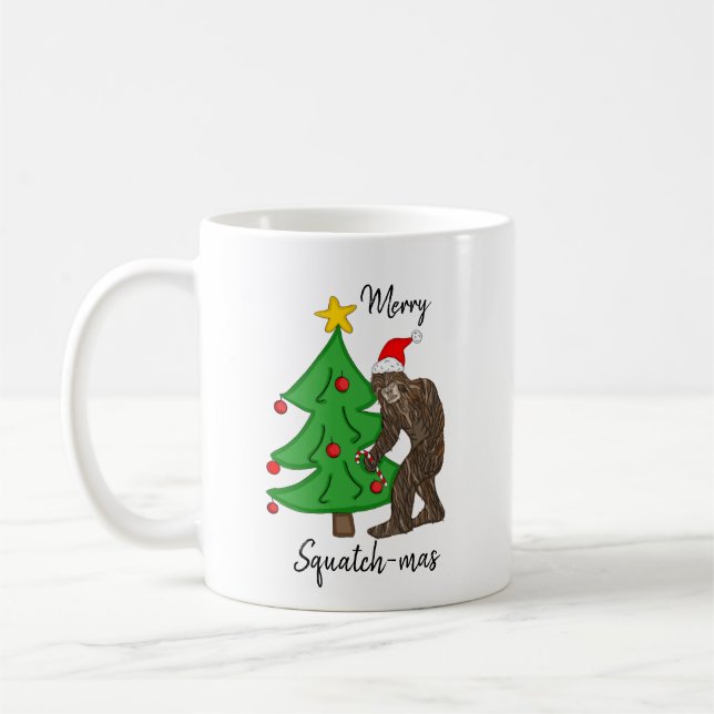 Merry Squatch-mas Bigfoot Christmas Humor  Coffee Mug (Left)