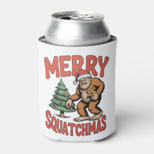 Merry Squatchmas Bigfoot Sasquatch Christmas Tree Can Cooler