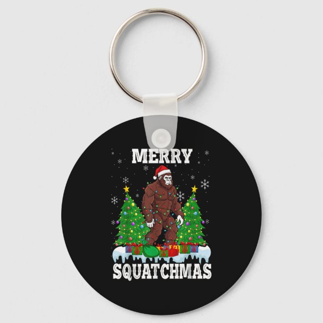 Merry Squatchmas Christmas Tree Santa Bigfoot Sasq Key Ring (Front)