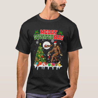 Merry Squatchmas Christmas Tree Santa Bigfoot Sasq T-Shirt