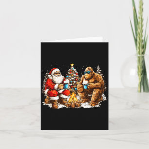 Merry Squatchmas Santa Bigfoot Campfire Mens Boys  Card