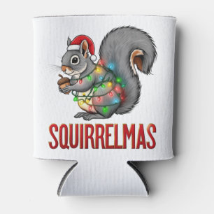 Merry Squirrelmas Funny Christmas Squirrel Holiday Can Cooler