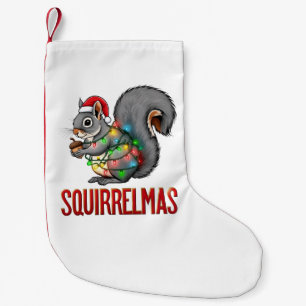 Merry Squirrelmas Funny Christmas Squirrel Holiday Small Christmas Stocking