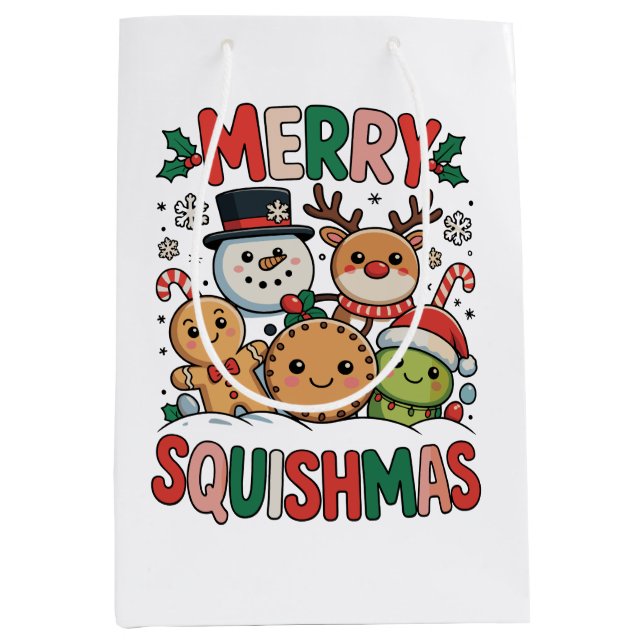 Merry Squishmas Squish Squad Christmas Xmas Medium Gift Bag (Front)