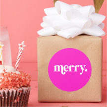 Merry sticker for Christmas cards, gift tag